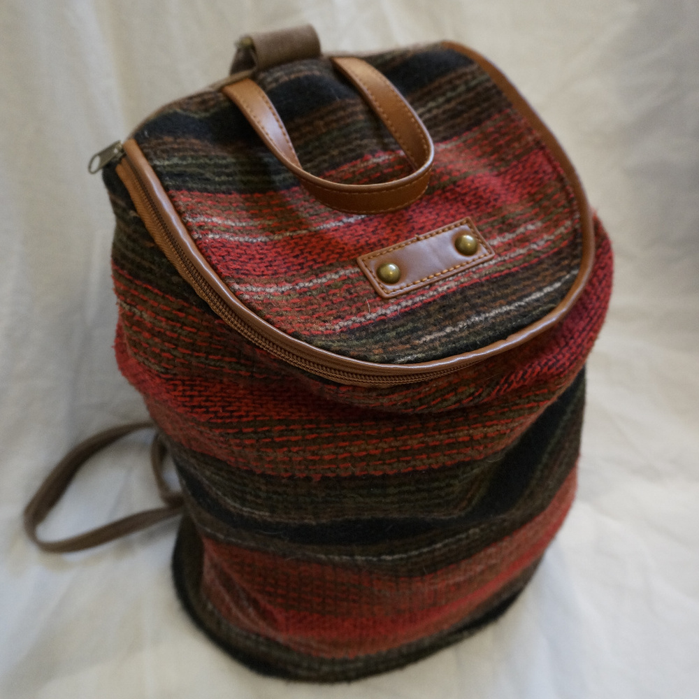 sweater material backpack satchel